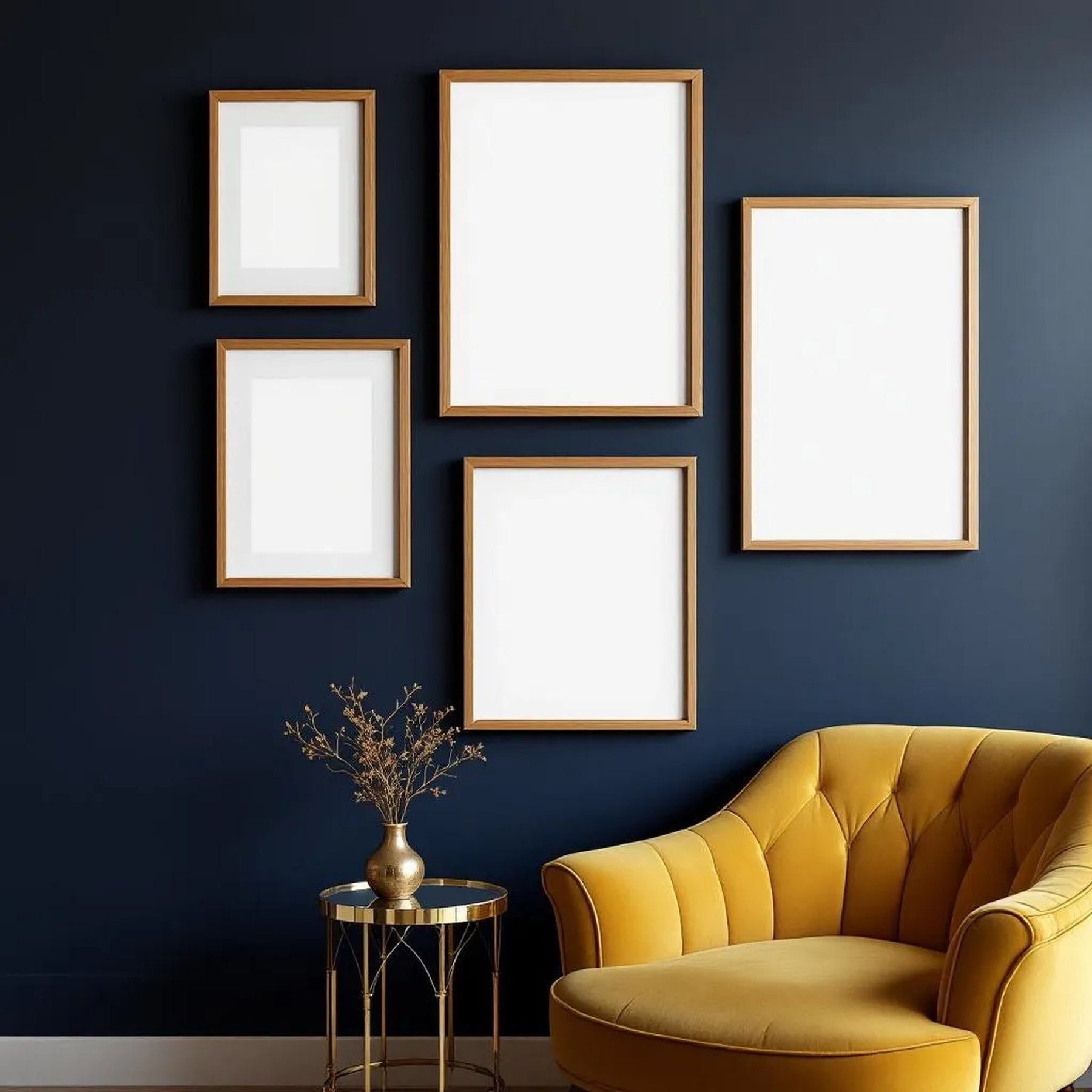 Art Deco Styled Room Mockup — Plain Square Frame Mixed Aspect — Perspective View — #04160 | MockupBulk