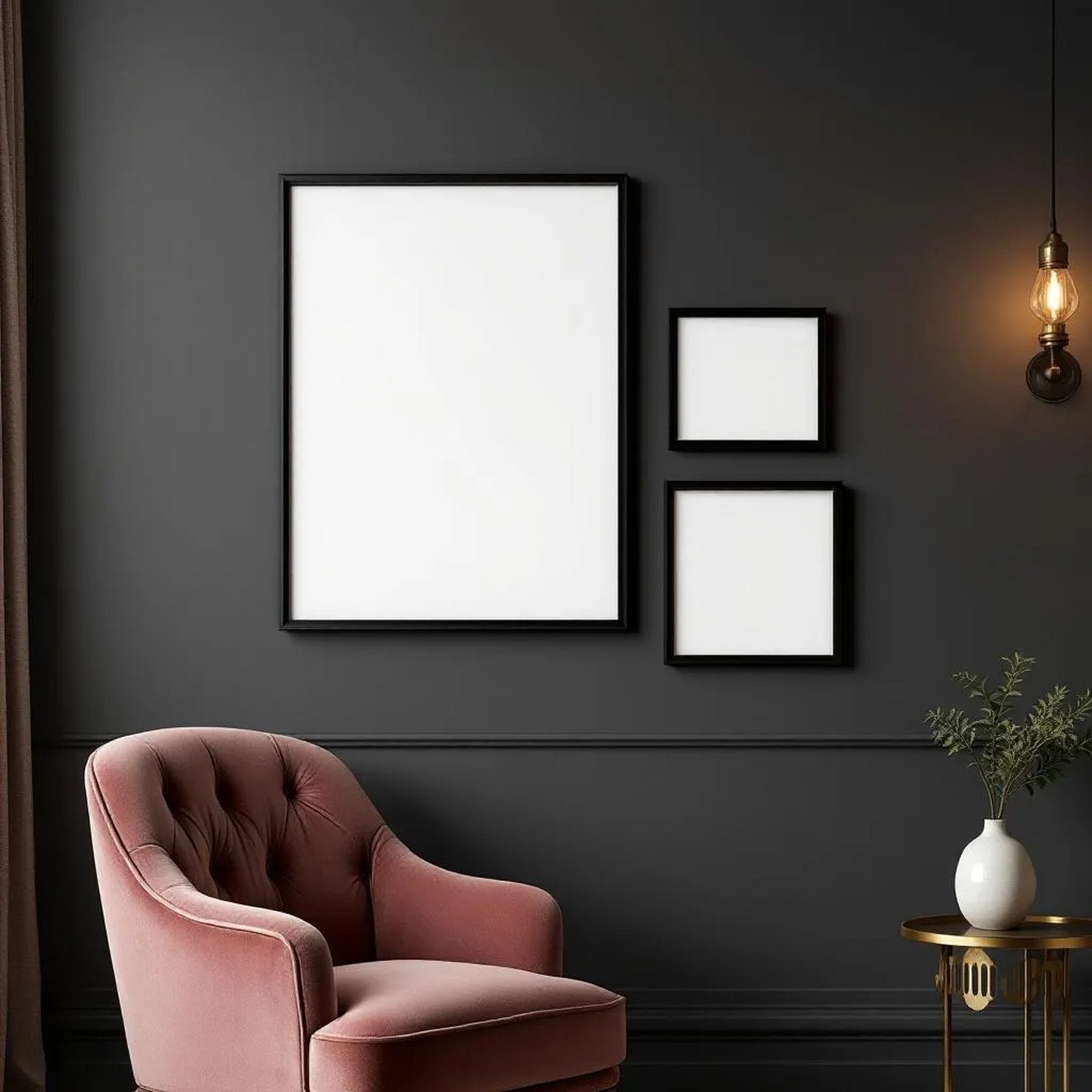 Art Deco Premium Interior Mockup — Plain Square Frame Mixed Aspect — Perspective View — #04162 | MockupBulk