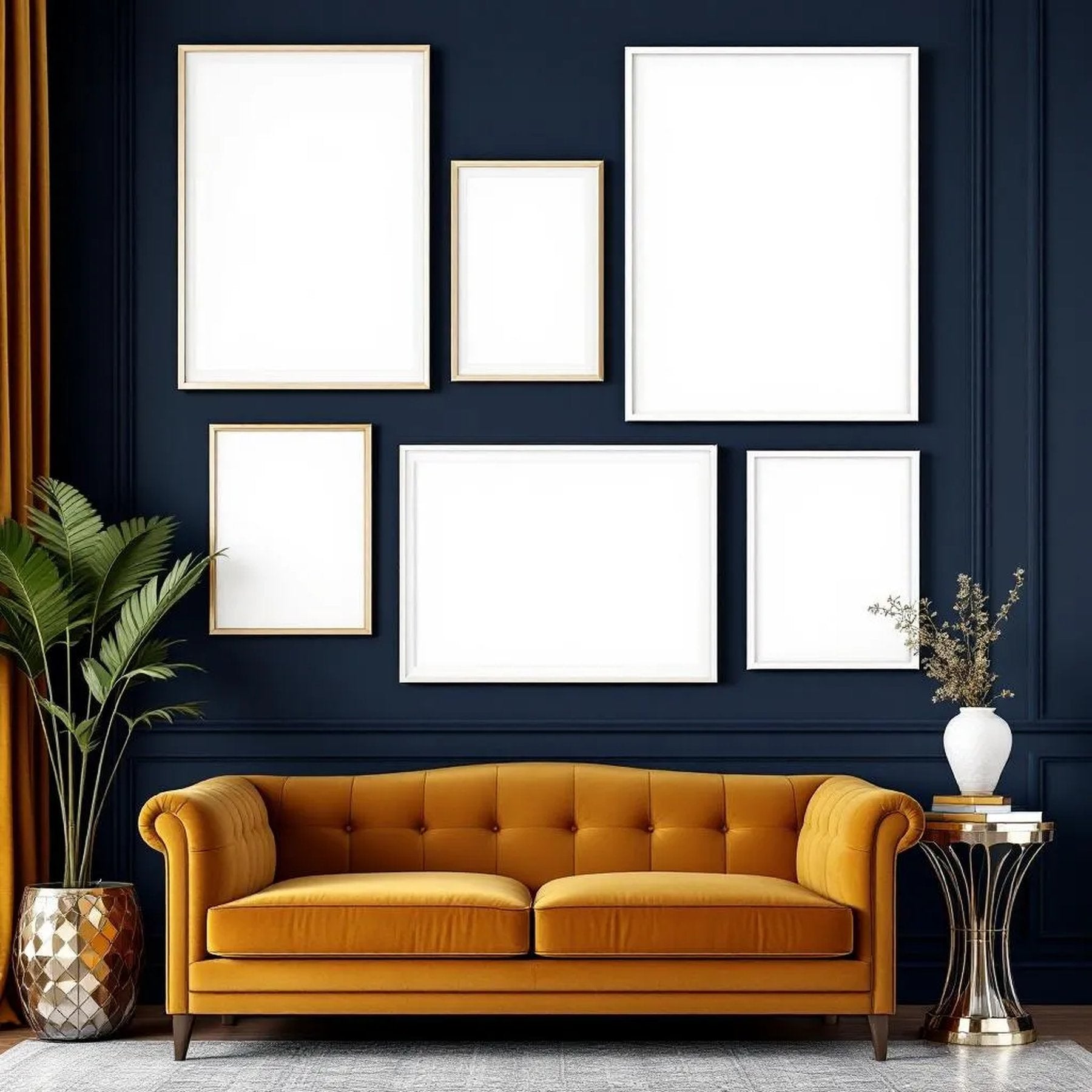 Art Deco Editorial Room Mockup — Plain Square Frame Mixed Aspect — Perspective View — #04163 | MockupBulk