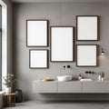 Spa Bathroom Editorial Room Mockup — Plain Square Frame Mixed Aspect — Perspective View — #04205 | MockupBulk