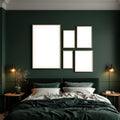 Dark Bedroom Professional Frame Mockup — Plain Square Frame Mixed Aspect — Perspective View — #04158 | MockupBulk