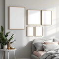 White Bedroom Professional Frame Mockup — Plain Square Frame Mixed Aspect — Perspective View — #04152 | MockupBulk