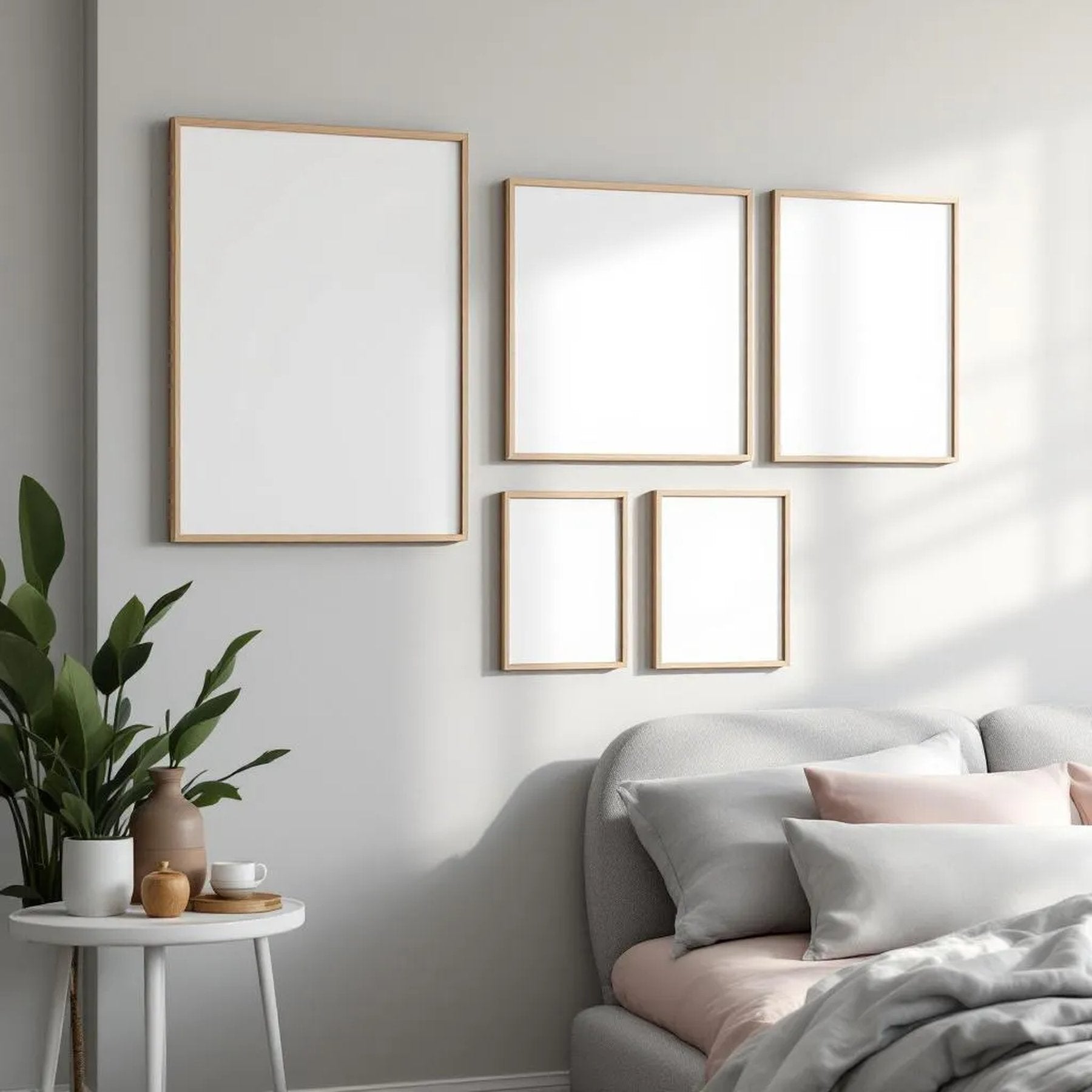 White Bedroom Professional Frame Mockup — Plain Square Frame Mixed Aspect — Perspective View — #04152 | MockupBulk