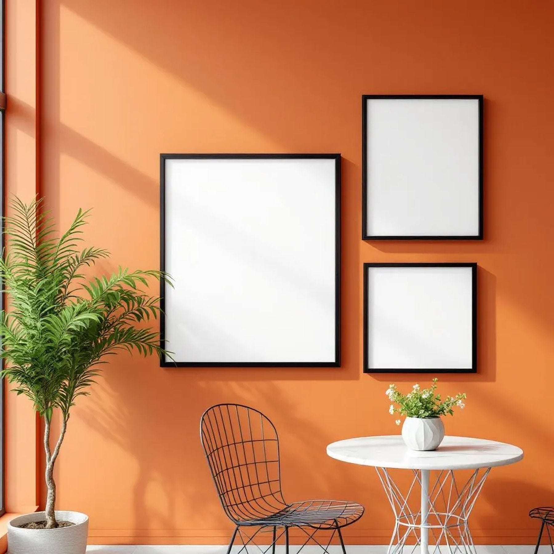 Cafe & Bar Premium Interior Mockup — Plain Square Frame Mixed Aspect — Perspective View — #04209 | MockupBulk