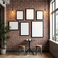 Cafe & Bar Interior Frame Mockup — Plain Square Frame Mixed Aspect — Perspective View — #04210 | MockupBulk