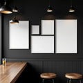 Cafe & Bar Room Scene Mockup — Plain Square Frame Mixed Aspect — Perspective View — #04211 | MockupBulk