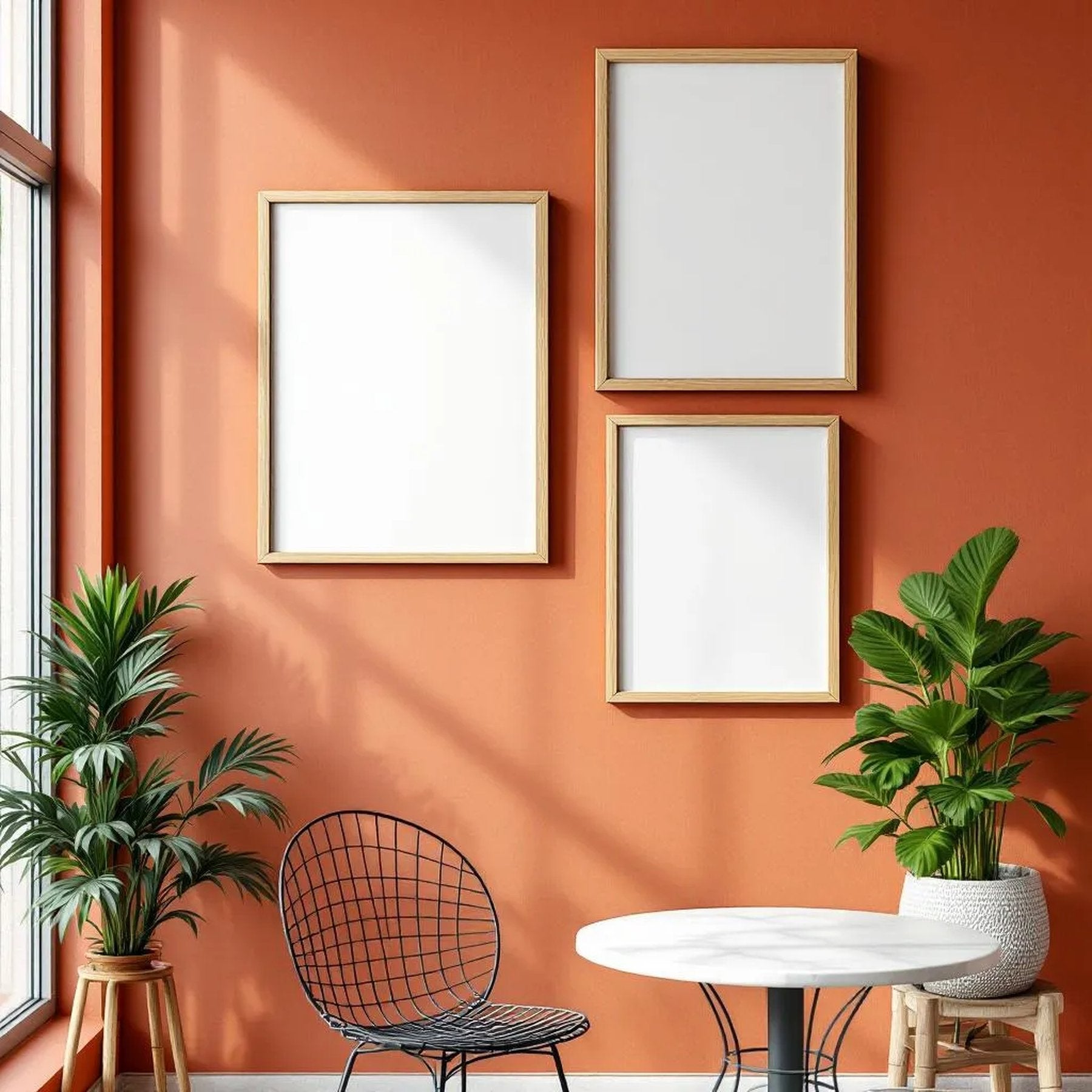 Cafe & Bar Wall Art Mockup — Plain Square Frame Mixed Aspect — Perspective View — #04212 | MockupBulk