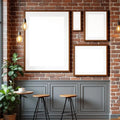 Cafe & Bar Premium Interior Mockup — Plain Square Frame Mixed Aspect — Perspective View — #04213 | MockupBulk