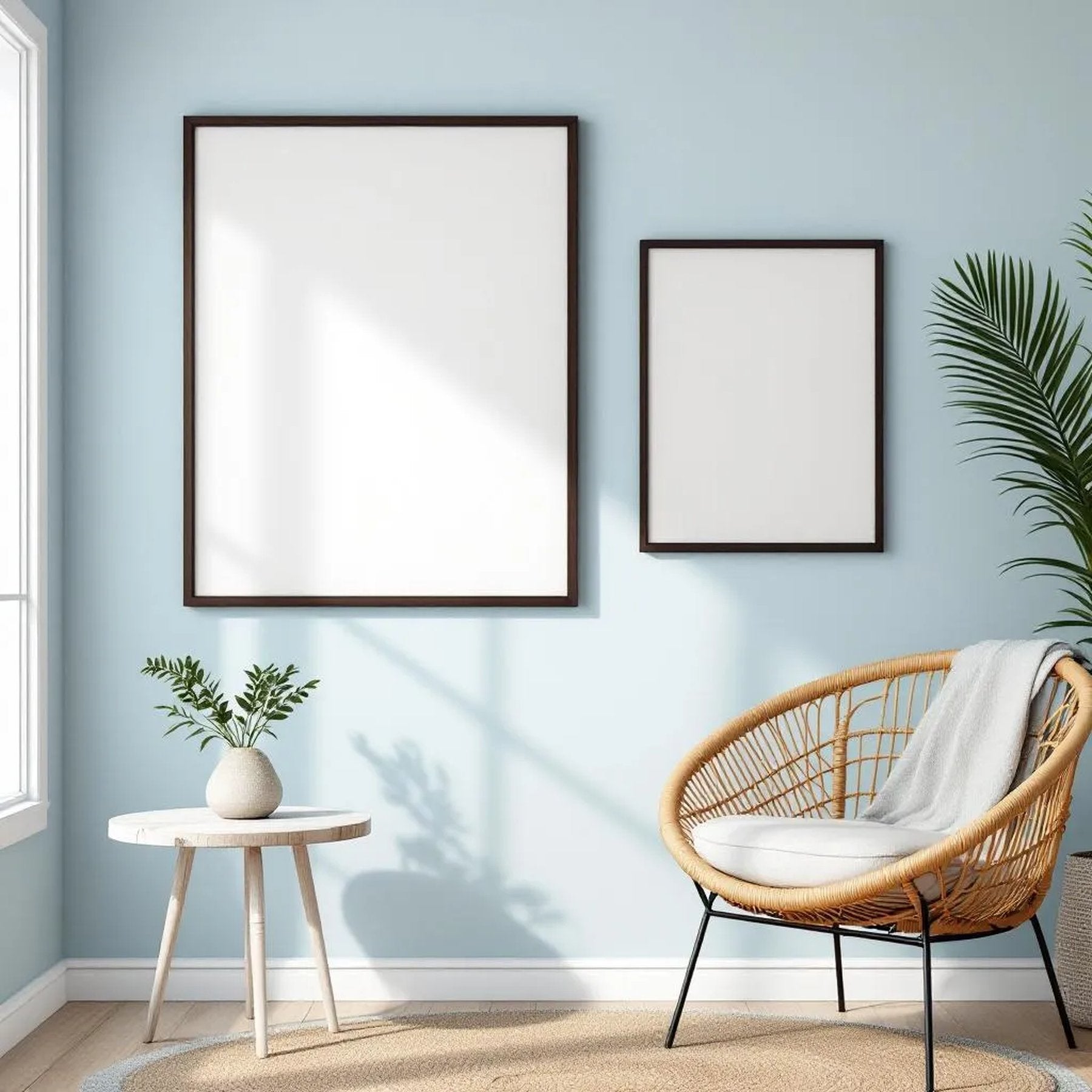 Coastal Lifestyle Frame Mockup — Plain Square Frame Mixed Aspect — Perspective View — #04169 | MockupBulk