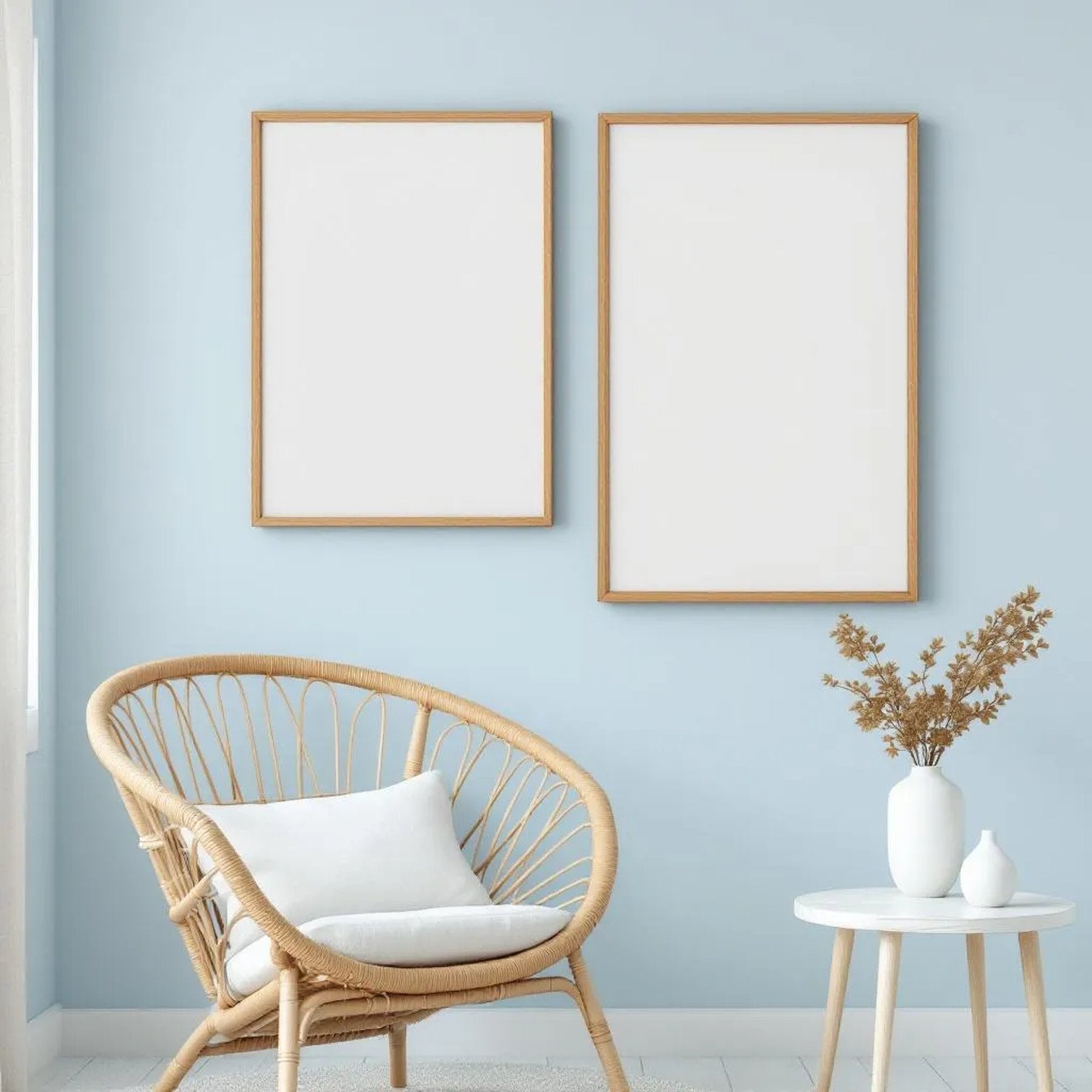 Coastal Wall Art Mockup — Plain Square Frame Mixed Aspect — Perspective View — #04172 | MockupBulk