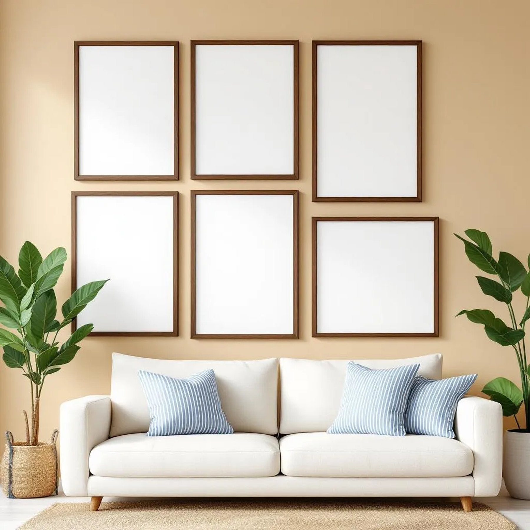 Coastal Room Scene Mockup — Plain Square Frame Mixed Aspect — Perspective View — #04173 | MockupBulk