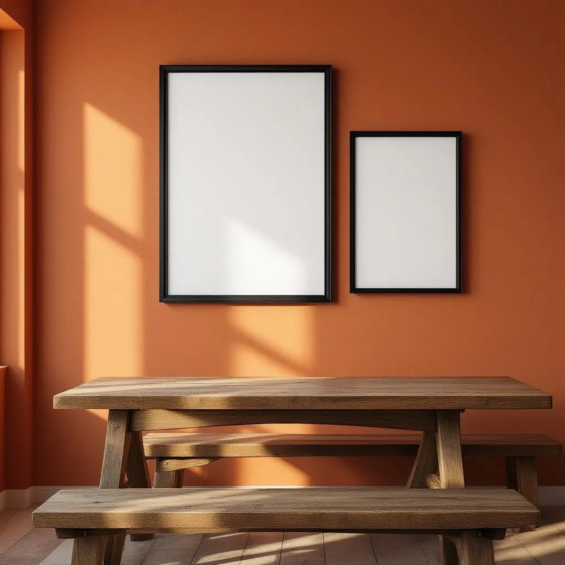 Dining Room Editorial Room Mockup — Plain Square Frame Mixed Aspect — Perspective View — #04194 | MockupBulk