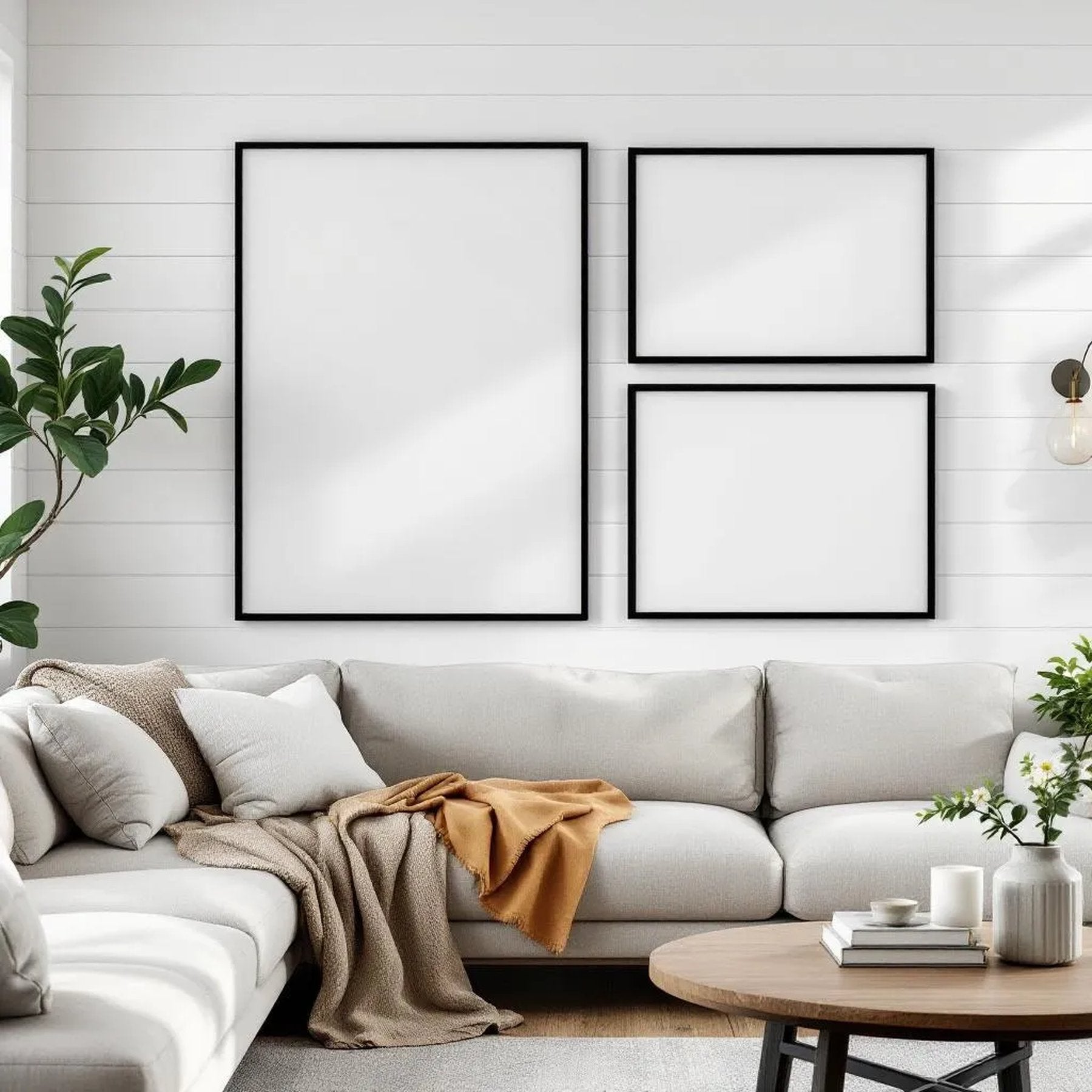 Farmhouse Premium Interior Mockup — Plain Square Frame Mixed Aspect — Perspective View — #04234 | MockupBulk