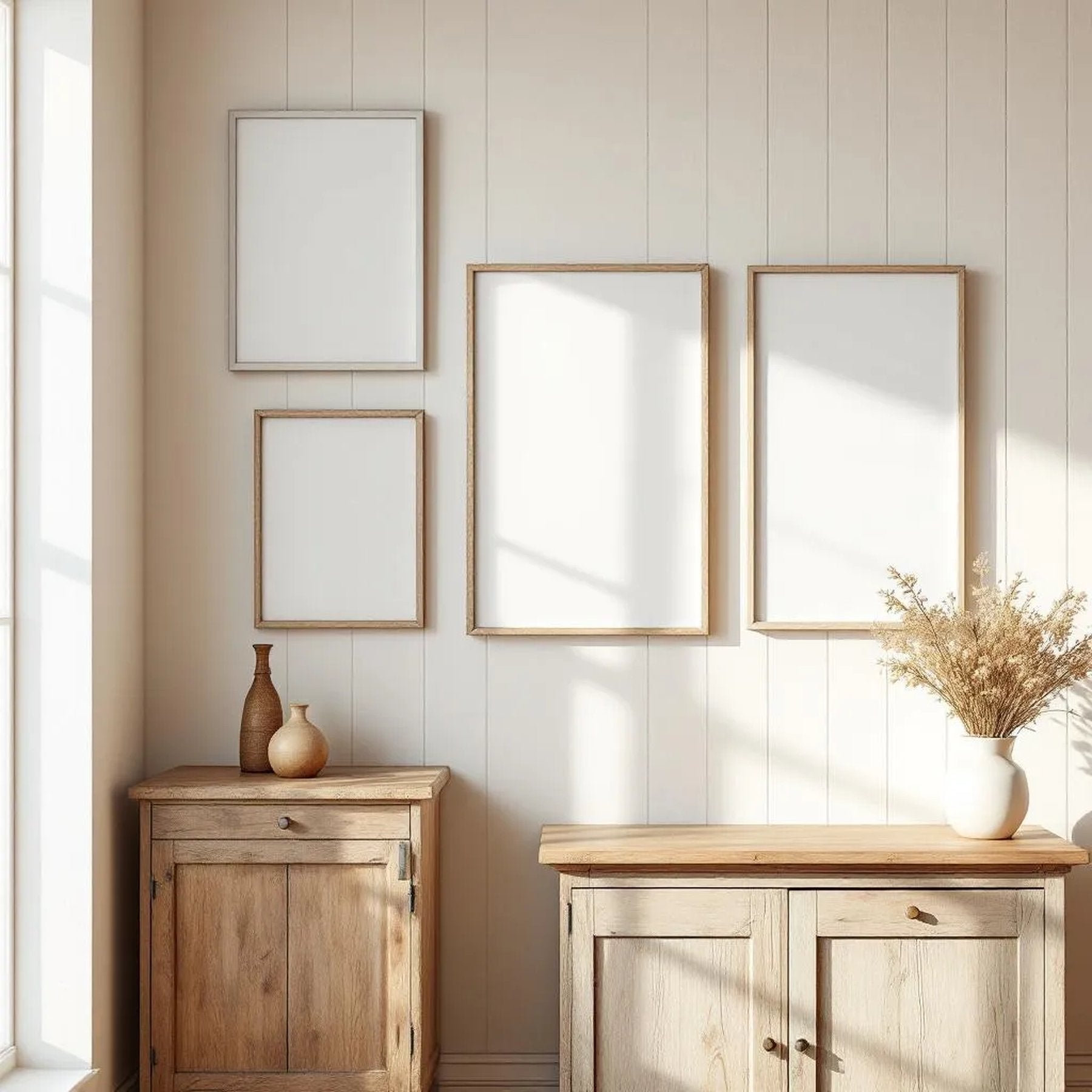 Farmhouse Lifestyle Frame Mockup — Plain Square Frame Mixed Aspect — Perspective View — #04235 | MockupBulk