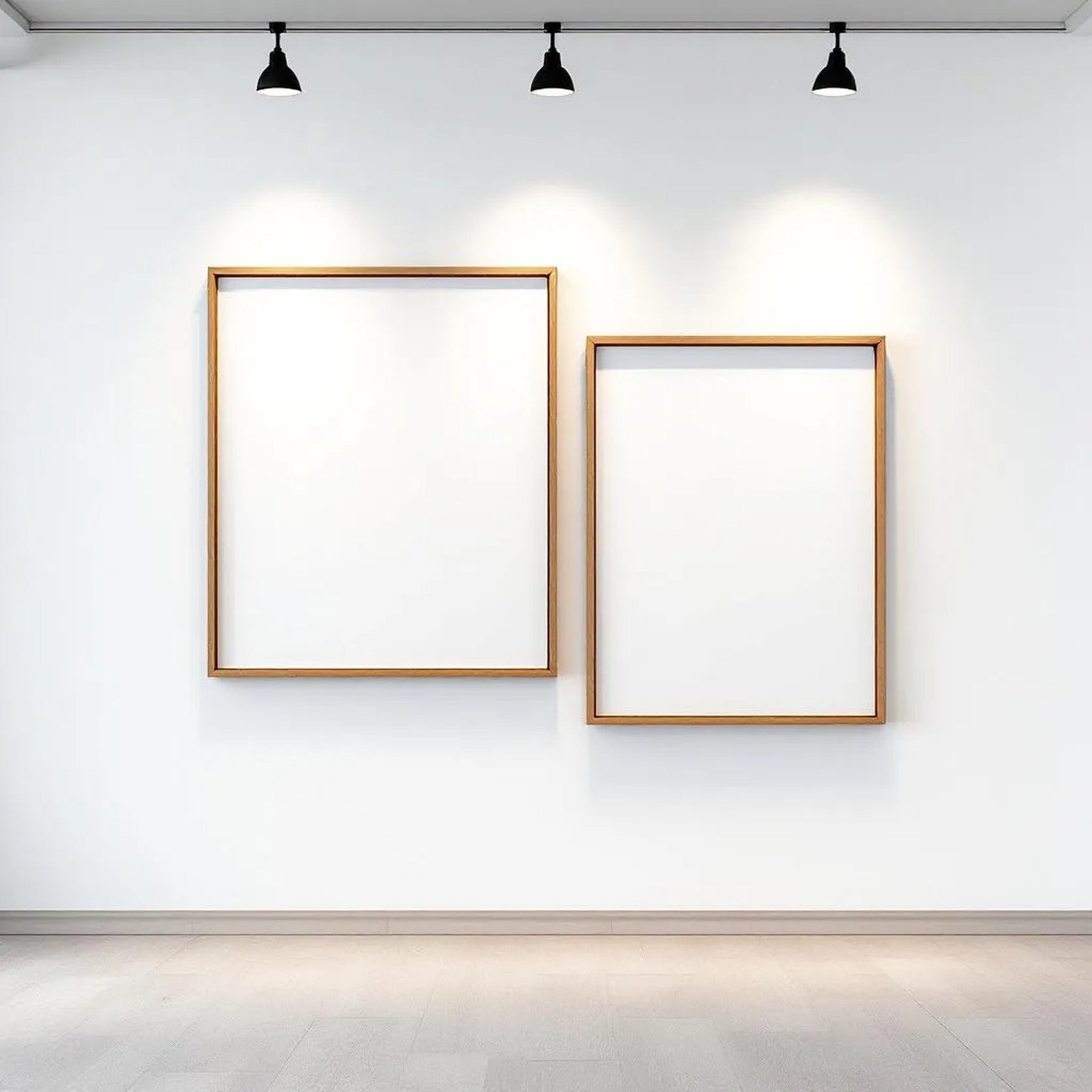 White Gallery Wall Lifestyle Frame Mockup — Plain Square Frame Mixed Aspect — Perspective View — #04164 | MockupBulk
