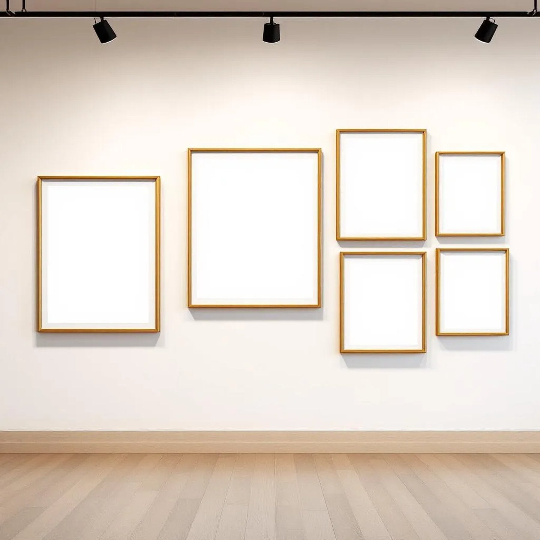 White Gallery Wall Lifestyle Frame Mockup — Plain Square Frame Mixed Aspect — Perspective View — #04166 | MockupBulk