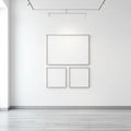 White Gallery Wall High-Res Frame Mockup — Plain Square Frame Mixed Aspect — Perspective View — #04167 | MockupBulk