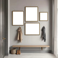 Hallway High-Res Frame Mockup — Plain Square Frame Mixed Aspect — Perspective View — #04190 | MockupBulk