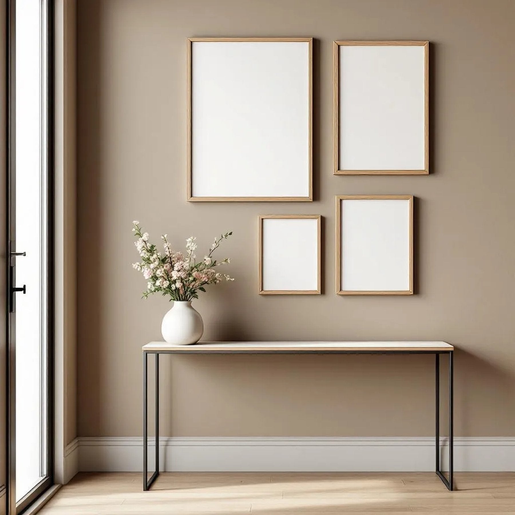 Hallway Styled Room Mockup — Plain Square Frame Mixed Aspect — Perspective View — #04192 | MockupBulk
