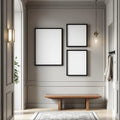 Hallway Lifestyle Frame Mockup — Plain Square Frame Mixed Aspect — Perspective View — #04193 | MockupBulk