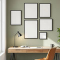 Home Office Interior Frame Mockup — Plain Square Frame Mixed Aspect — Perspective View — #04186 | MockupBulk