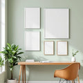 Home Office Premium Interior Mockup — Plain Square Frame Mixed Aspect — Perspective View — #04187 | MockupBulk