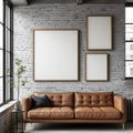 Industrial Loft High-Res Frame Mockup — Plain Square Frame Mixed Aspect — Perspective View — #04144 | MockupBulk