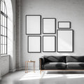 Industrial Loft Interior Frame Mockup — Plain Square Frame Mixed Aspect — Perspective View — #04146 | MockupBulk
