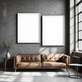 Industrial Loft Wall Art Mockup — Plain Square Frame Mixed Aspect — Perspective View — #04147 | MockupBulk