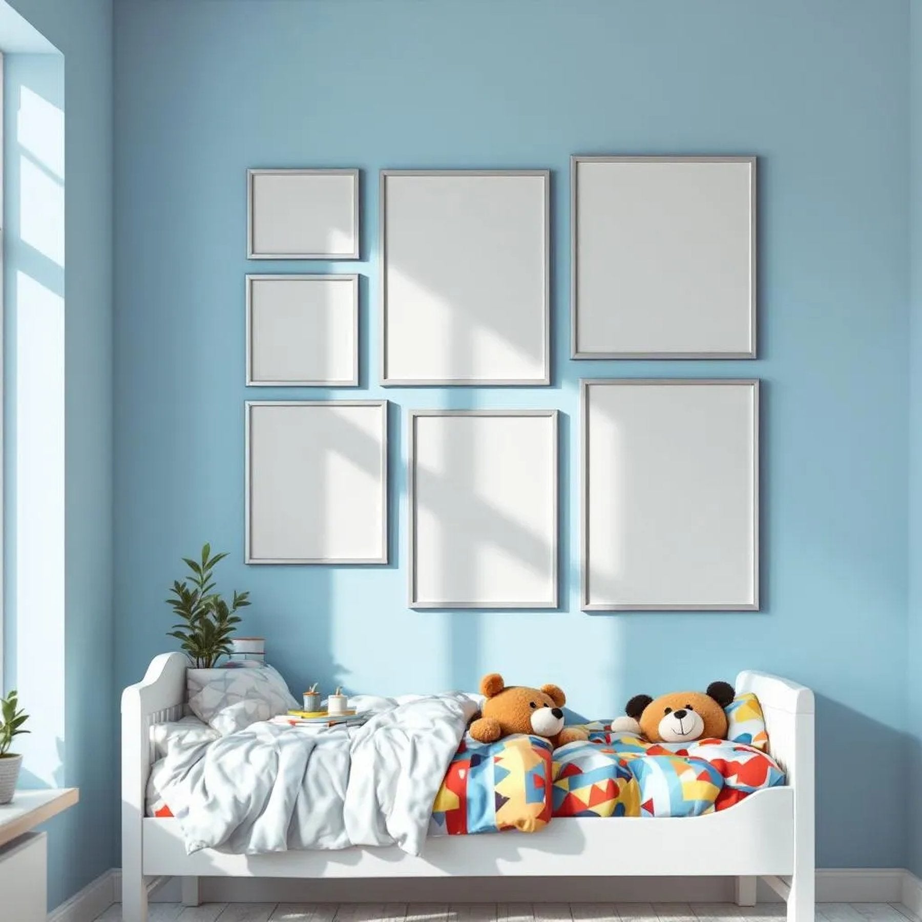 Kids Room Editorial Room Mockup — Plain Square Frame Mixed Aspect — Perspective View — #04183 | MockupBulk