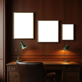 Library & Study Editorial Room Mockup — Plain Square Frame Mixed Aspect — Perspective View — #04214 | MockupBulk