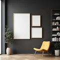 Library & Study Professional Frame Mockup — Plain Square Frame Mixed Aspect — Perspective View — #04215 | MockupBulk