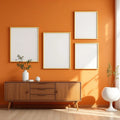Mid-Century Modern Premium Interior Mockup — Plain Square Frame Mixed Aspect — Perspective View — #04230 | MockupBulk