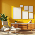 Mid-Century Modern High-Res Frame Mockup — Plain Square Frame Mixed Aspect — Perspective View — #04231 | MockupBulk