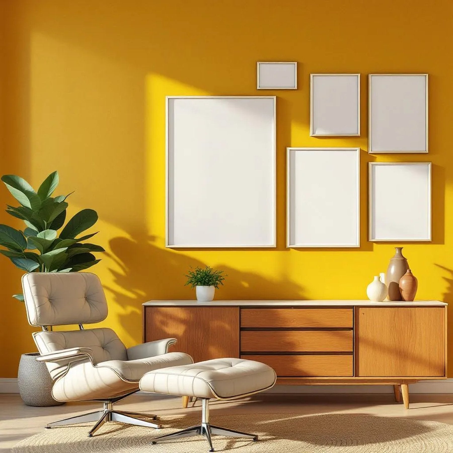 Mid-Century Modern High-Res Frame Mockup — Plain Square Frame Mixed Aspect — Perspective View — #04231 | MockupBulk