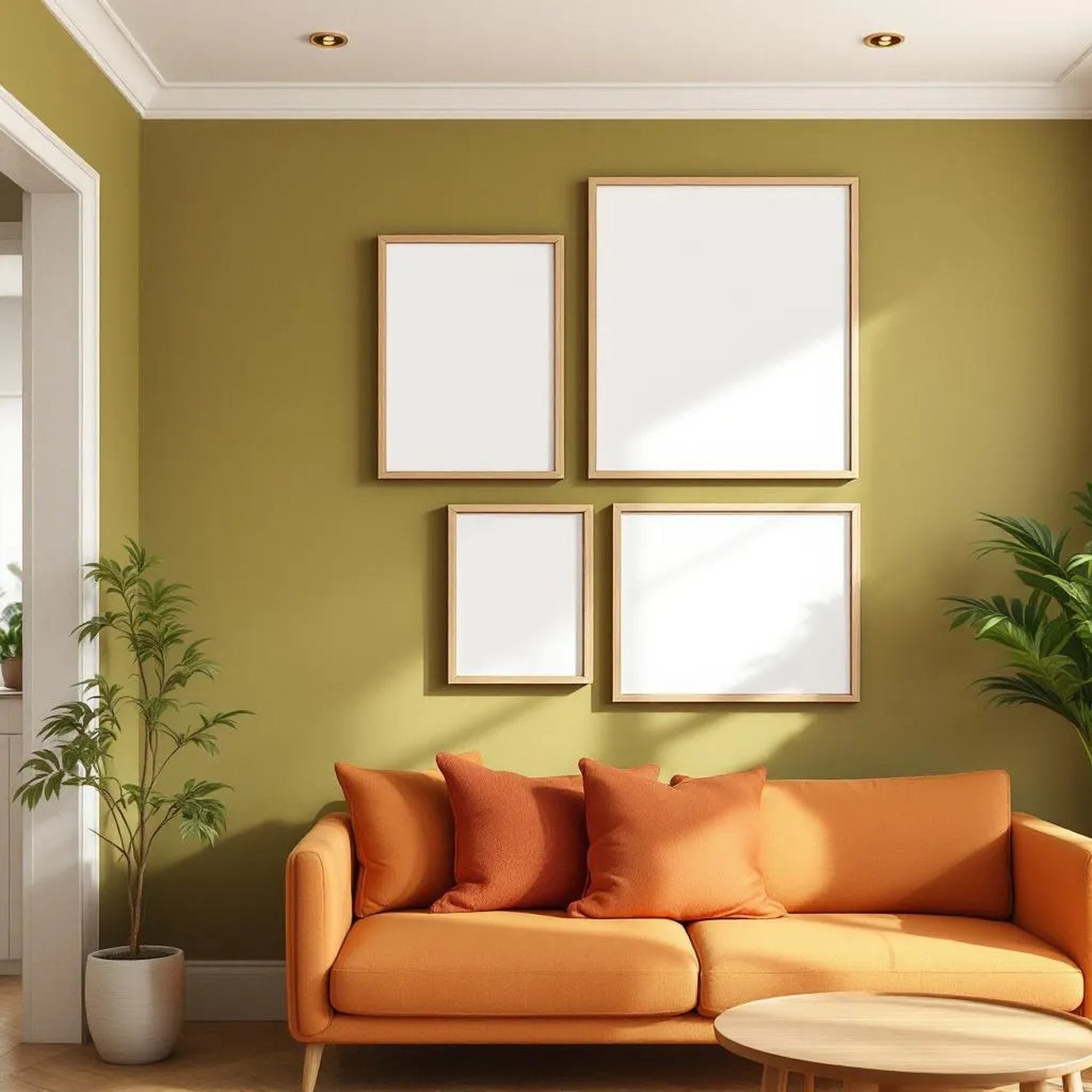 Mid-Century Modern Editorial Room Mockup — Plain Square Frame Mixed Aspect — Perspective View — #04232 | MockupBulk