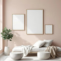 Minimalist White Frame Display Mockup — Plain Square Frame Mixed Aspect — Perspective View — #04134 | MockupBulk