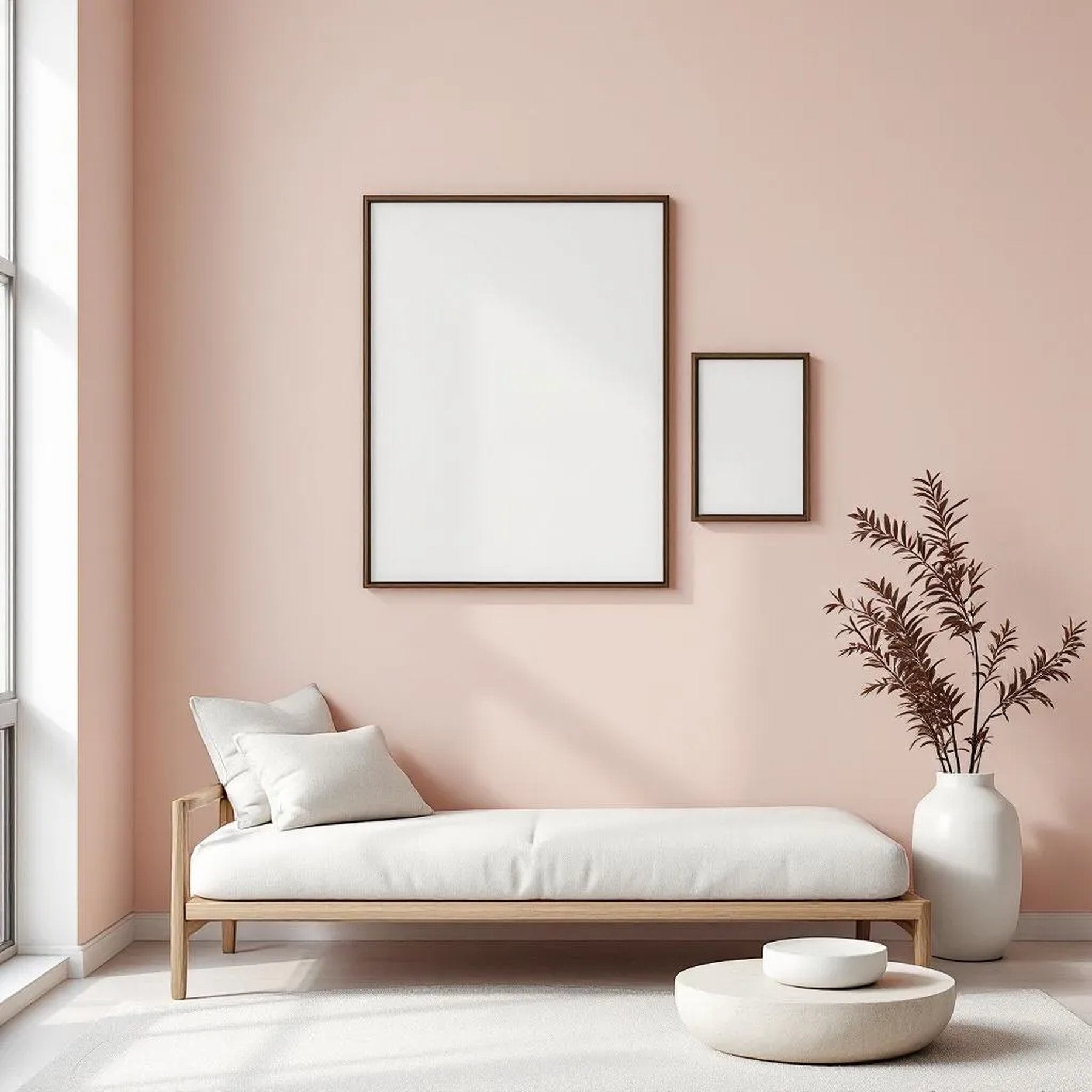 Minimalist White High-Res Frame Mockup — Plain Square Frame Mixed Aspect — Perspective View — #04137 | MockupBulk