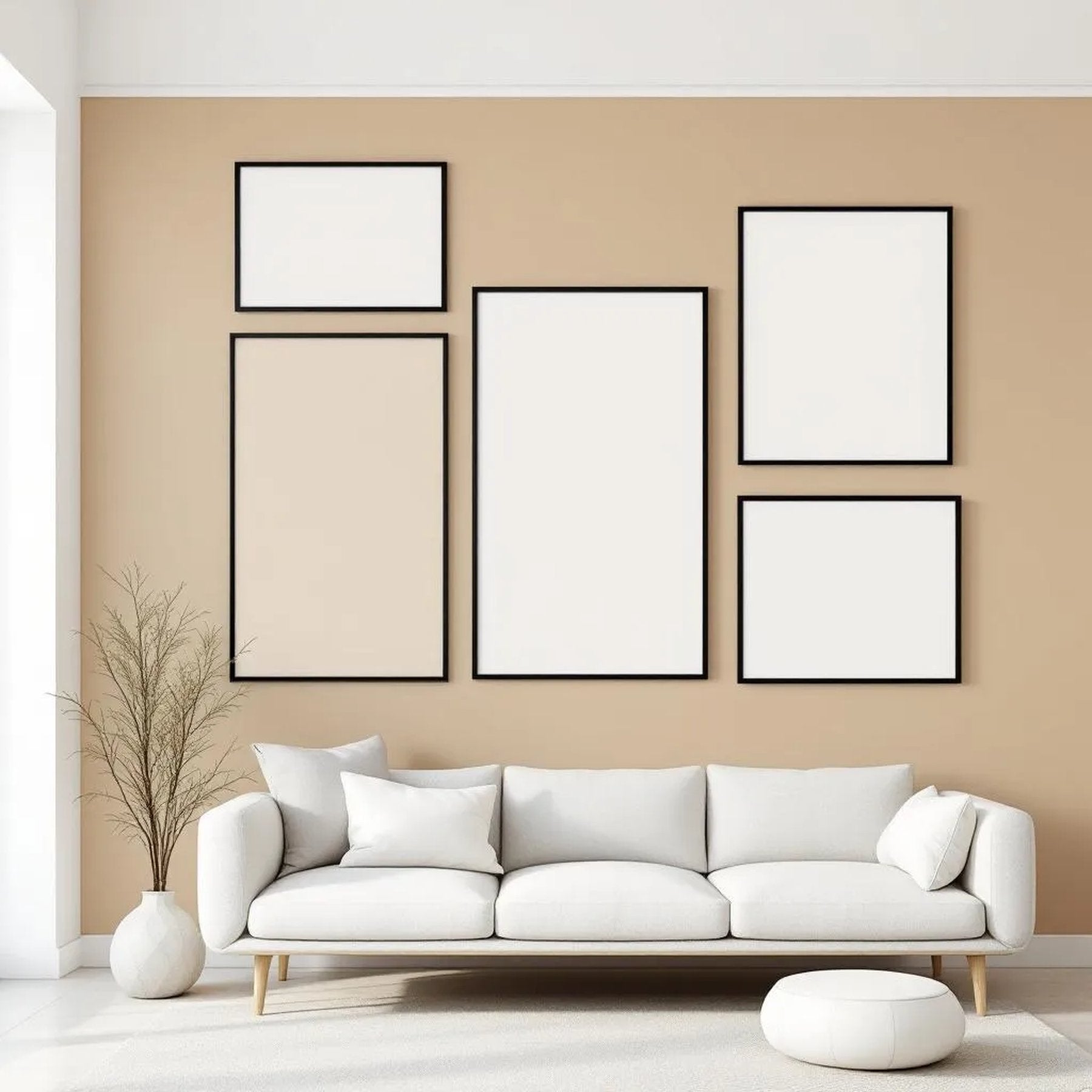 Minimalist White Professional Frame Mockup — Plain Square Frame Mixed Aspect — Perspective View — #04138 | MockupBulk