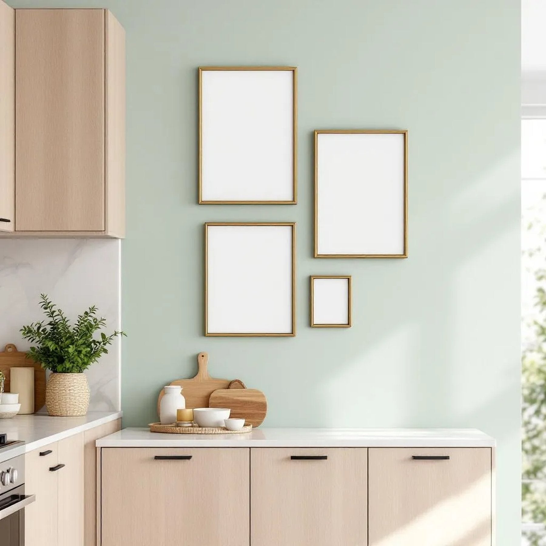 Modern Kitchen Professional Frame Mockup — Plain Square Frame Mixed Aspect — Perspective View — #04222 | MockupBulk