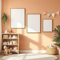 Nursery Frame Display Mockup — Plain Square Frame Mixed Aspect — Perspective View — #04174 | MockupBulk