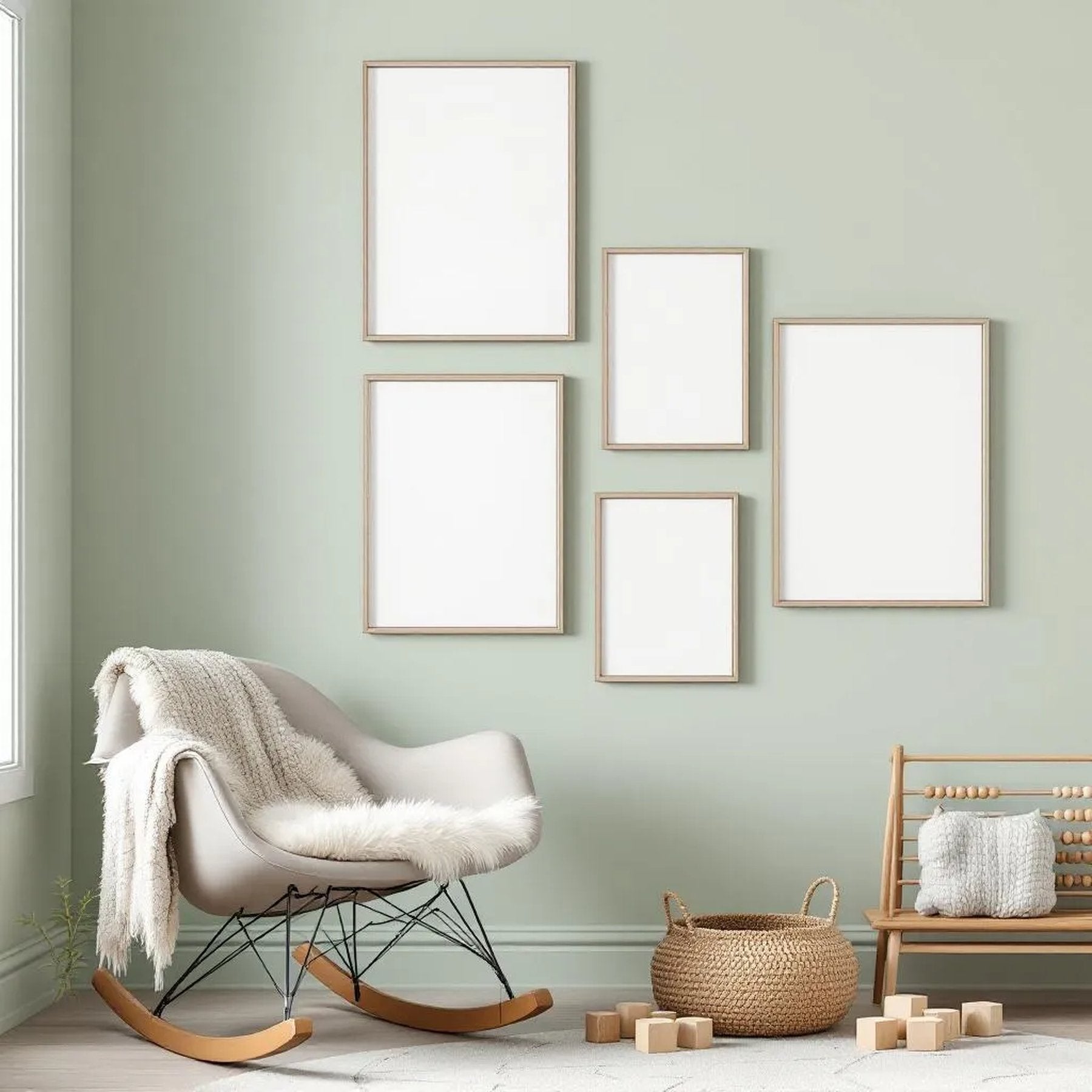 Nursery Room Scene Mockup — Plain Square Frame Mixed Aspect — Perspective View — #04175 | MockupBulk