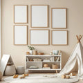 Nursery Interior Frame Mockup — Plain Square Frame Mixed Aspect — Perspective View — #04176 | MockupBulk