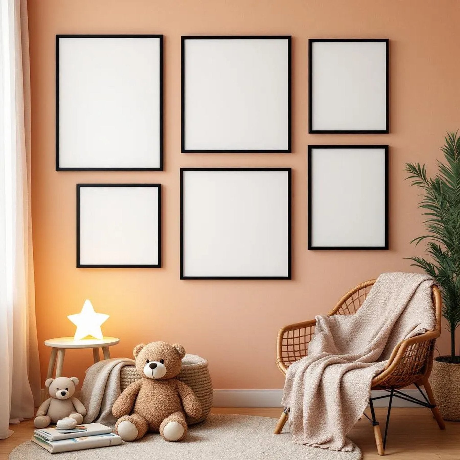 Nursery Professional Frame Mockup — Plain Square Frame Mixed Aspect — Perspective View — #04178 | MockupBulk