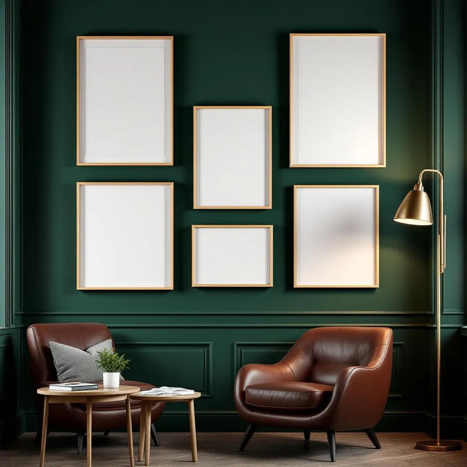 Reading Nook Interior Frame Mockup — Plain Square Frame Mixed Aspect — Perspective View — #04203 | MockupBulk