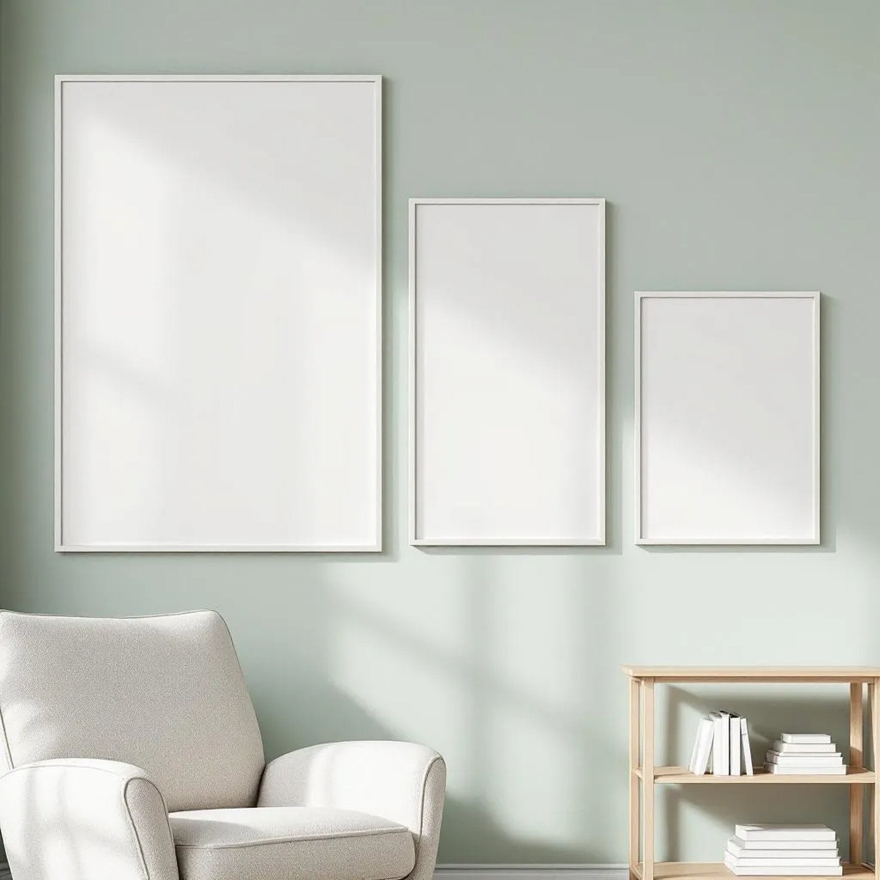 Scandinavian Frame Display Mockup — Plain Square Frame Mixed Aspect — Perspective View — #04139 | MockupBulk