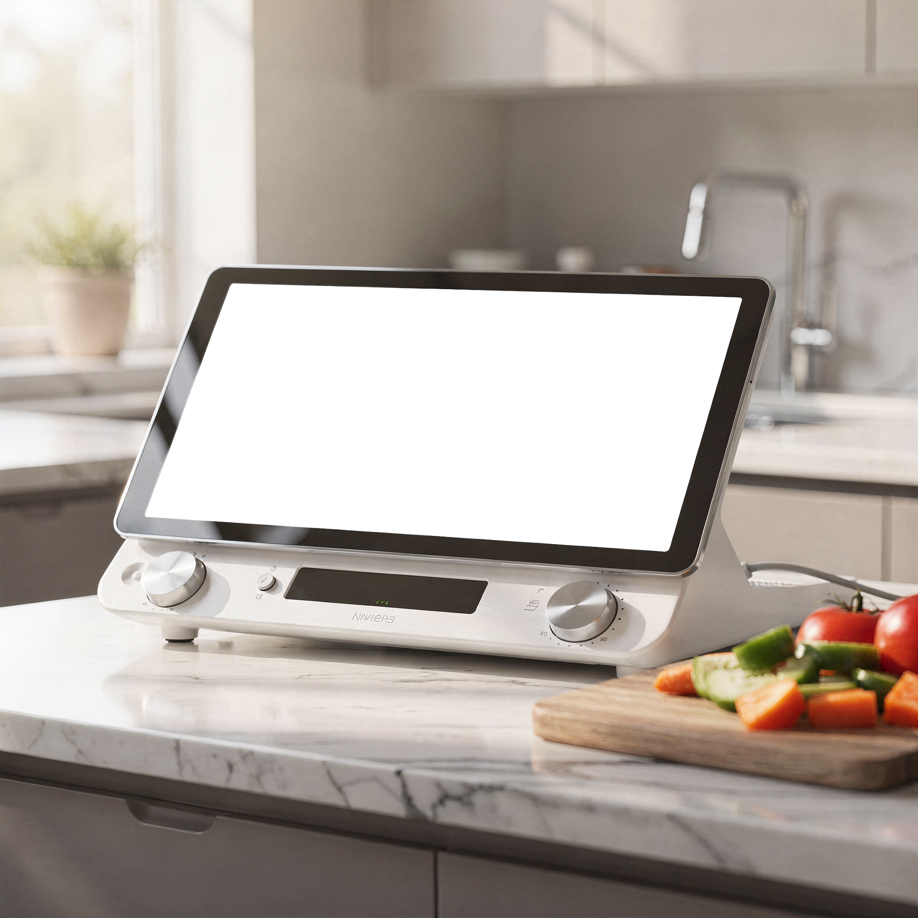Kitchen Appliance Mockup | Appliance Cooking Machine Marble Island | High-Res PNG with Transparent Screen | Commercial Use | bulkmockup | MockupBulk