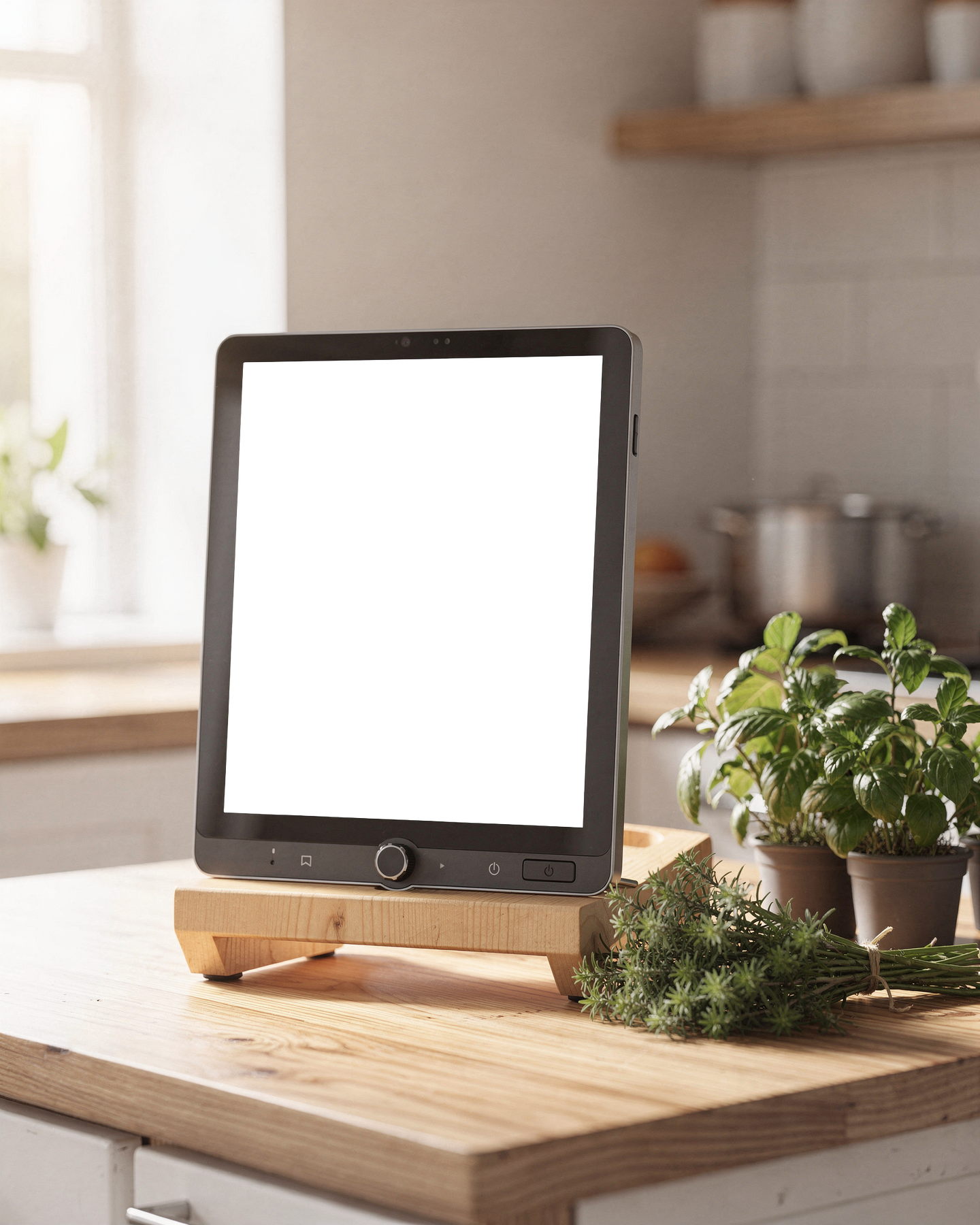 Kitchen Appliance Mockup | Appliance Digital Cookbook Wood | High-Res PNG with Transparent Screen | Commercial Use | bulkmockup | MockupBulk