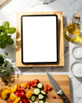 Kitchen Appliance Mockup | Appliance Recipe Tablet Bamboo Stand | High-Res PNG Mockup | bulkmockup | Commercial Licence | MockupBulk