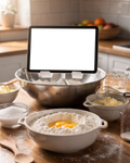Kitchen Appliance, Appliance Recipe Tablet Behind Mixing Bowl | PNG Screen Template | bulkmockup Instant Download | Commercial Licence | MockupBulk